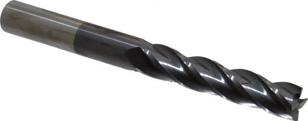 Hertel - 5/8", 3" LOC, 5/8" Shank Diam, 6" OAL, 4 Flute, Solid Carbide Square End Mill - Single End, AlTiN Finish, Spiral Flute, 30° Helix, Centercutting, Right Hand Cut, Right Hand Flute - Americas Industrial Supply