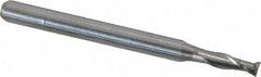 Kyocera - 0.09", 0.27" LOC, 1/8" Shank Diam, 1-1/2" OAL, 2 Flute, Solid Carbide Square End Mill - Single End, Uncoated, Spiral Flute, 30° Helix, Centercutting, Right Hand Cut, Right Hand Flute, Series 1610 - Americas Industrial Supply