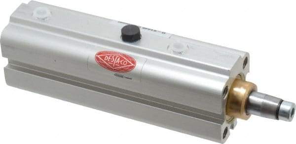 De-Sta-Co - 22 Lb Clamping Force, Adjustable (Right, Left, Straight) Swing, 21mm Total Stroke, Single-Acting Pneumatic Swing Clamp - M5 Port, 105.41mm Body Length x 20.07mm Body Width, 4.9 cm3 (Clamp), 6.6 cm3 (Unclamp), 145 Max psi - Americas Industrial Supply