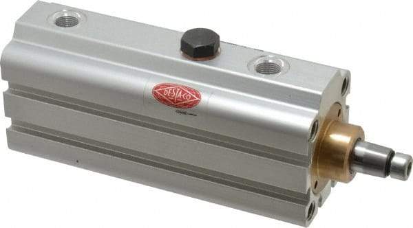 De-Sta-Co - 67 Lb Clamping Force, Adjustable (Right, Left, Straight) Swing, 28mm Total Stroke, Single-Acting Pneumatic Swing Clamp - G1/8 Port, 124.97mm Body Length x 32mm Body Width, 19.4 cm3 (Clamp), 22.5 cm3 (Unclamp), 145 Max psi - Americas Industrial Supply