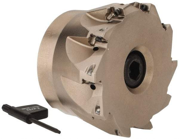 Seco - 10 Inserts, 3" Cut Diam, 1" Arbor Diam, 0.354" Max Depth of Cut, Indexable Square-Shoulder Face Mill - 0° Lead Angle, 1.969" High, XO.X 10T3.. Insert Compatibility, Through Coolant, Series Turbo 10 - Americas Industrial Supply