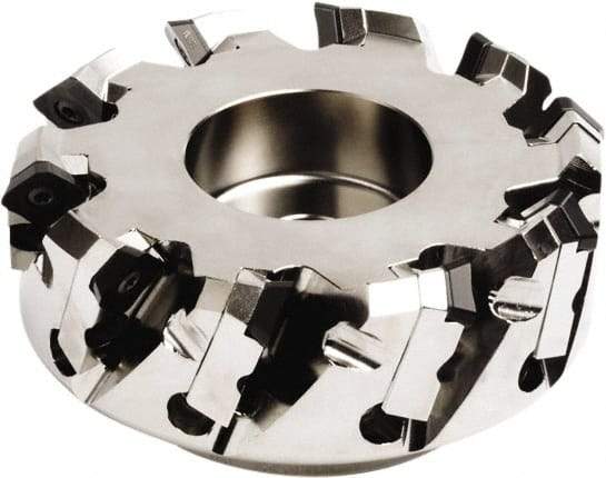 Seco - 112mm Cut Diam, 32mm Arbor Hole, 6mm Max Depth of Cut, 45° Indexable Chamfer & Angle Face Mill - 6 Inserts, SE.. 1204 Insert, Right Hand Cut, 6 Flutes, Series QuattroMill - Americas Industrial Supply