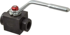 Parker - 3/4" Pipe, Carbon Steel Standard Ball Valve - Inline - Two Way Flow, FNPT x FNPT Ends, Lever Handle, 6,000 WOG - Americas Industrial Supply