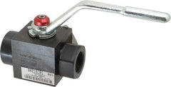 Parker - 1" Pipe, Carbon Steel Standard Ball Valve - Inline - Two Way Flow, FNPT x FNPT Ends, Lever Handle, 6,000 WOG - Americas Industrial Supply