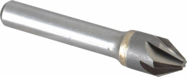 Made in USA - 1/2" Head Diam, 3/8" Shank Diam, 6 Flute 60° Solid Carbide Countersink - Americas Industrial Supply