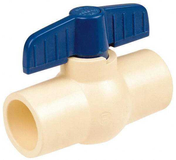 NIBCO - 1-1/4" Pipe, Standard Port, PVC Miniature Ball Valve - 1 Piece, Inline - One Way Flow, FNPT x FNPT Ends, Tee Handle, 150 WOG - Americas Industrial Supply