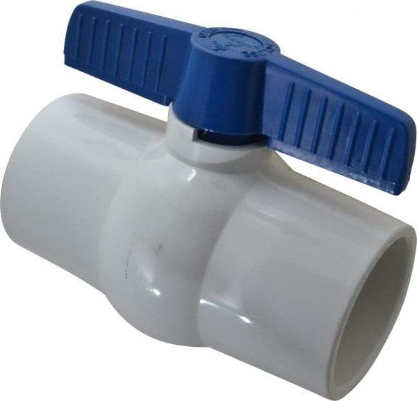 NIBCO - 3" Pipe, Standard Port, PVC Miniature Ball Valve - 1 Piece, Inline - One Way Flow, Solvent x Solvent Ends, Tee Handle, 150 WOG - Americas Industrial Supply