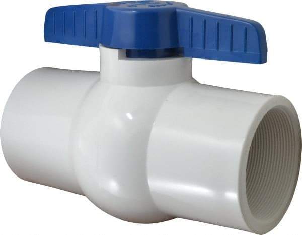 NIBCO - 4" Pipe, Standard Port, PVC Miniature Ball Valve - 1 Piece, Inline - One Way Flow, FNPT x FNPT Ends, Tee Handle, 150 WOG - Americas Industrial Supply