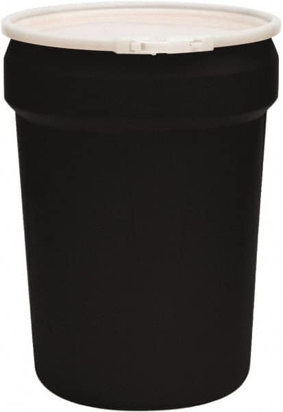 Eagle - 30 Gallon Black Tapered Cylinder Polyethylene Open Head Drum - 28-1/2" High x 21" Diam - Americas Industrial Supply