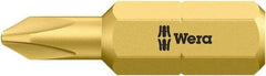 Wera - #1, Insert Phillips Screwdriver Bit - 1/4" Drive, 1" OAL - Americas Industrial Supply