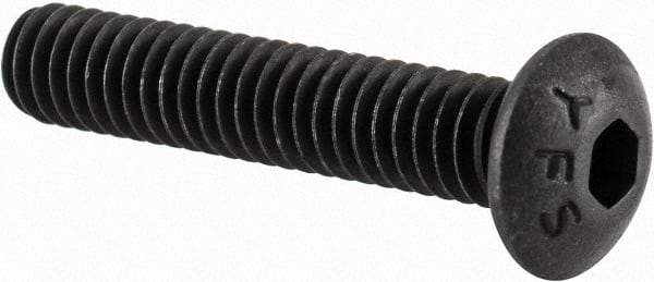 Value Collection - #8-32 UNC Hex Socket Drive, Button Screw - Alloy Steel, Black Oxide Finish, Fully Threaded, 7/8" Length Under Head - Americas Industrial Supply