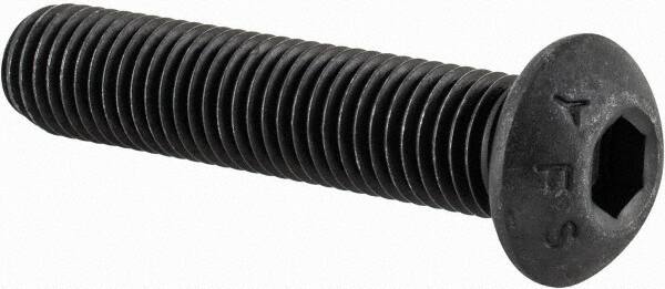 Value Collection - 5/16-24 UNF Hex Socket Drive, Button Screw - Alloy Steel, Black Oxide Finish, Fully Threaded, 1-1/2" Length Under Head - Americas Industrial Supply