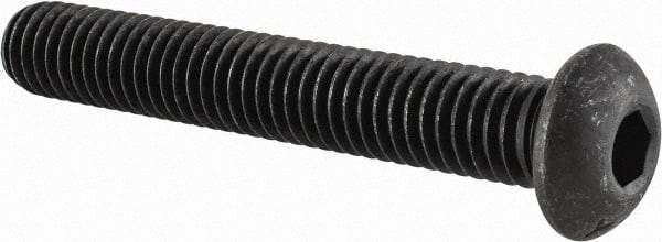 Value Collection - 3/8-16 UNC Hex Socket Drive, Button Screw - Alloy Steel, Black Oxide Finish, Fully Threaded, 2-1/2" Length Under Head - Americas Industrial Supply