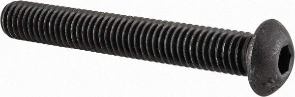 Value Collection - 3/8-16 UNC Hex Socket Drive, Button Screw - Alloy Steel, Black Oxide Finish, Fully Threaded, 2-3/4" Length Under Head - Americas Industrial Supply