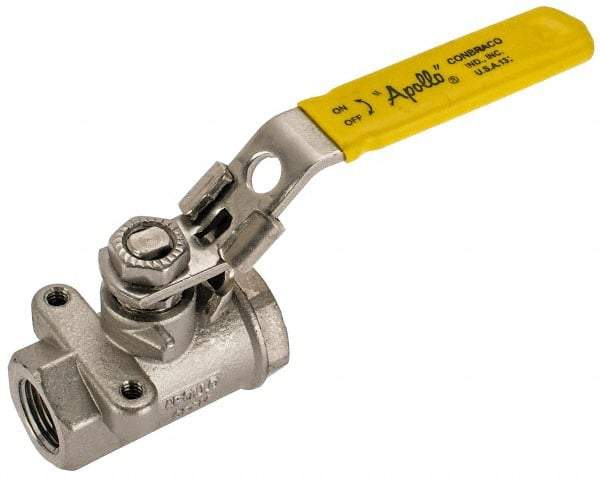 Apollo - 3/8" Pipe, Standard Port, Stainless Steel Standard Ball Valve - 2 Piece, NPT Ends, Locking Lever Handle, 600 WOG, 150 WSP - Americas Industrial Supply