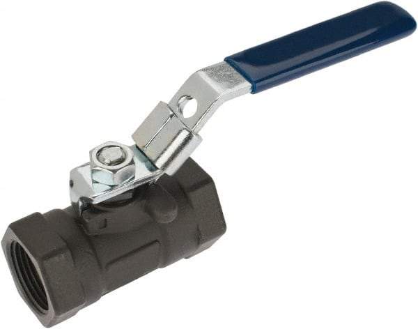 NIBCO - 1" Pipe, Reduced Port, Carbon Steel Standard Ball Valve - 1 Piece, Inline - One Way Flow, FNPT x FNPT Ends, Locking Lever Handle, 2,000 WOG - Americas Industrial Supply