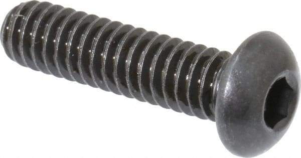 Made in USA - 1/4-20 UNC Hex Socket Drive, Button Screw - Alloy Steel, Black Oxide Finish, Fully Threaded, 1" Length Under Head - Americas Industrial Supply