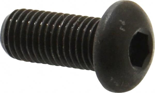 Made in USA - 5/16-24 UNF Hex Socket Drive, Button Screw - Alloy Steel, Black Oxide Finish, Fully Threaded, 3/4" Length Under Head - Americas Industrial Supply