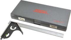 SPI - 2 Piece, 12" Combination Square Set - 1/16, 1/32, 1/64 & 1/8" (4R) Graduation, Hardened Steel Blade, Cast Iron Square Head - Americas Industrial Supply