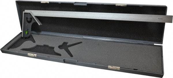 SPI - 2 Piece, 24" Combination Square Set - 1/32 & 1/64" (English/Metric) Graduation, Hardened Steel Blade, Cast Iron Square Head - Americas Industrial Supply