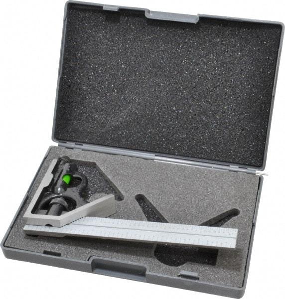 SPI - 2 Piece, 6" Combination Square Set - 1/16, 1/32, 1/64 & 1/8" (4R) Graduation, Hardened Steel Blade, Hardened Steel Square Head - Americas Industrial Supply