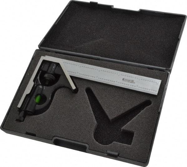 SPI - 2 Piece, 6" Combination Square Set - 1/100, 1/32, 1/50 & 1/64" (16R) Graduation, Hardened Steel Blade, Hardened Steel Square Head - Americas Industrial Supply