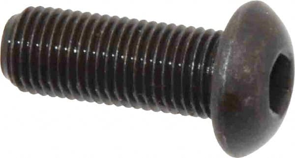 Made in USA - 3/8-24 UNF Hex Socket Drive, Button Screw - Alloy Steel, Black Oxide Finish, Fully Threaded, 1" Length Under Head - Americas Industrial Supply