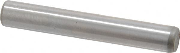 Made in USA - 3/16" Diam x 1-1/4" Pin Length Grade 8 Alloy Steel Standard Dowel Pin - Bright Finish, C 47-58 & C 60 (Surface) Hardness, 4,150 Lb (Single Shear), 8,300 Lb (Double Shear) Breaking Strength, 1 Beveled & 1 Rounded End - Americas Industrial Supply