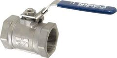 NIBCO - 2" Pipe, Reduced Port, Standard Ball Valve - 1 Piece, Inline - One Way Flow, FNPT x FNPT Ends, Locking Lever Handle, 2,000 WOG - Americas Industrial Supply