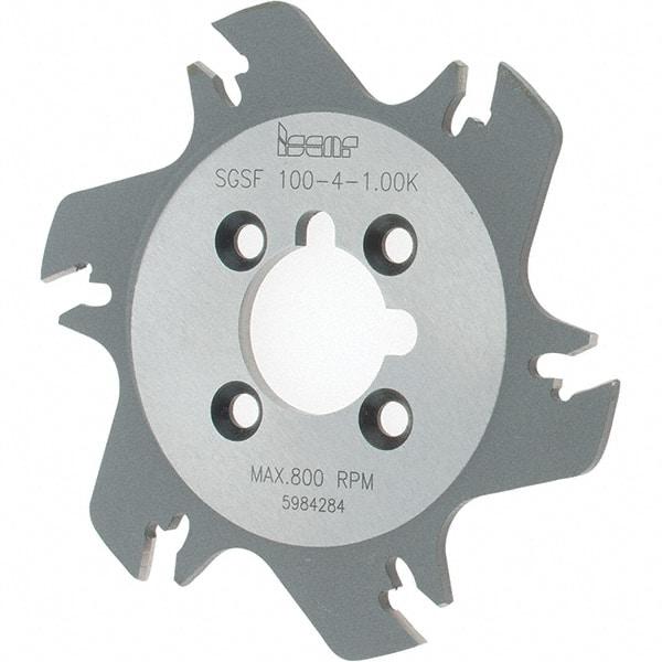 Iscar - Arbor Hole Connection, 1.04" Depth of Cut, 3.94" Cutter Diam, 1" Hole Diam, 6 Tooth Indexable Slotting Cutter - SGSF Toolholder, GSFN Insert - Americas Industrial Supply