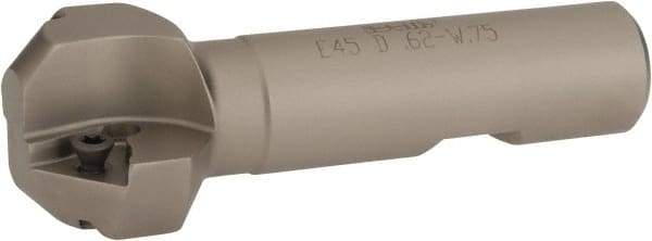 Iscar - 45° Lead Angle, 1.41" Max Cut Diam, 5/8" Min Cut Diam, 0.27" Max Depth of Cut, Indexable Chamfer and Angle End Mill - 2 Inserts, TPMT 321, TPMT 322 Insert Style, 3.54" Overall Length, Straight Shank - Americas Industrial Supply