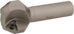 Iscar - 60° Lead Angle, 1.56" Max Cut Diam, 1" Min Cut Diam, 0.48" Max Depth of Cut, Indexable Chamfer and Angle End Mill - 3.54" Overall Length, Straight Shank - Americas Industrial Supply