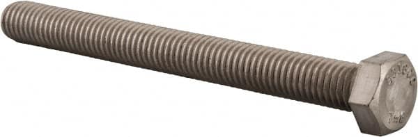 Value Collection - 1/2-13 UNC, 5" Length Under Head Hex Head Cap Screw - Fully Threaded, Grade 316 Stainless Steel, Uncoated, 3/4" Hex - Americas Industrial Supply