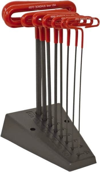 Bondhus - 8 Piece T-Handle Cushion Grip Hex Key Set - Hex Range 2 to 10mm, Protanium High Torque Steel - Americas Industrial Supply