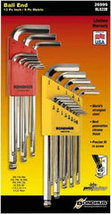 Bondhus - 22 Piece L-Key Ball End Hex Key Set - Hex Range 0.05 to 3/8", Protanium High Torque Steel - Americas Industrial Supply