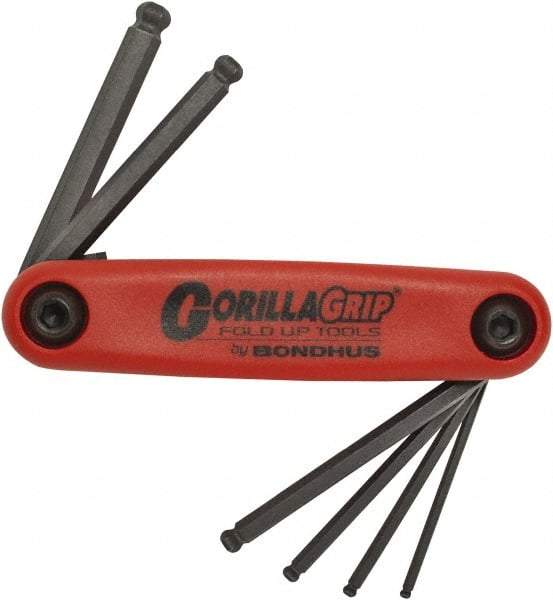 Bondhus - 6 Piece Fold-Up Hex Key Set - Hex Range 2 to 6mm, Protanium High Torque Steel - Americas Industrial Supply