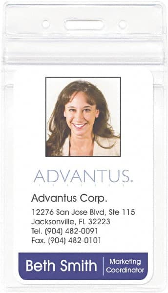 ADVANTUS - Clip-On Badge Holder - Clear - Americas Industrial Supply