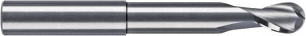 RobbJack - 3/8" Diam, 3/8" LOC, 2 Flute Solid Carbide Ball End Mill - Uncoated, Single End, 4" OAL, 3/8" Shank Diam, Spiral Flute - Americas Industrial Supply