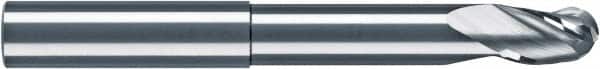 RobbJack - 3/8" Diam, 3/8" LOC, 3 Flute Solid Carbide Ball End Mill - Uncoated, Single End, 4" OAL, 3/8" Shank Diam, Spiral Flute - Americas Industrial Supply