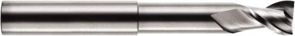 RobbJack - 3/8", 3/8" LOC, 3/8" Shank Diam, 4" OAL, 2 Flute, Solid Carbide Square End Mill - Single End, Uncoated, Spiral Flute, 40° Helix, Centercutting, Right Hand Cut, Right Hand Flute, Series FM-205 - Americas Industrial Supply