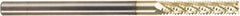 Amana Tool - 1/4" Cutting Diam x 1-1/4" Length of Cut, 6 Flute, Compression Spiral Router Bit - Zirconium Coated, Right Hand Cut, Solid Carbide, 4" OAL x 1/4" Shank Diam, Assorted Router Styles, 20° Helix Angle - Americas Industrial Supply
