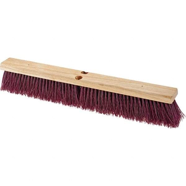 Value Collection - 24" Combo Duty Polypropylene Push Broom - 3" Bristle Length, Wood Block, Threaded Handle Connection, Handle Sold Separately - Americas Industrial Supply