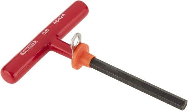 Proto - 3/8" Hex, Tethered T-Handle Cushion Grip, Hex Key - 6" OAL, Alloy Steel, Inch System of Measurement - Americas Industrial Supply