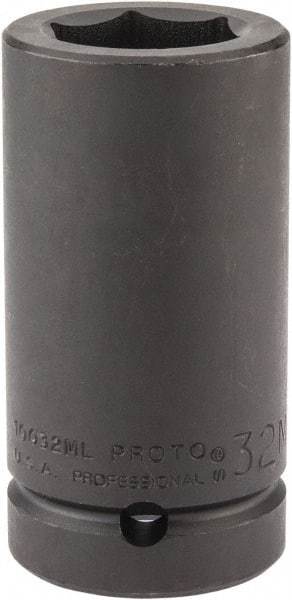 Proto - 1" Drive 32mm Deep Impact Socket - 6 Points, 4" OAL - Americas Industrial Supply