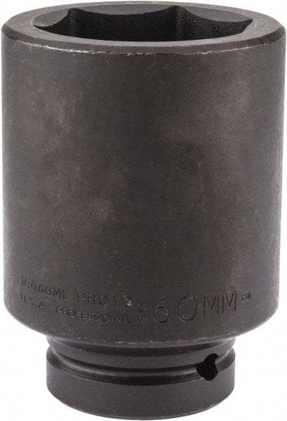 Proto - 1" Drive 60mm Deep Impact Socket - 6 Points, 4-3/4" OAL - Americas Industrial Supply