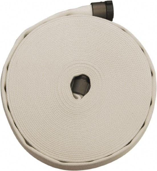 Dixon Valve & Coupling - 2-1/2" ID, 135 Working psi, White Polyester/Rubber Fire Hose, Single Jacket - Male x Female NST (NH) Ends, 100' Long, 405 Burst psi - Americas Industrial Supply