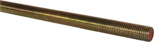 Value Collection - 1-8 UNC (Coarse), 6' Long, Alloy Steel Threaded Rod - Yellow Zinc-Plated Finish, Right Hand Thread - Americas Industrial Supply