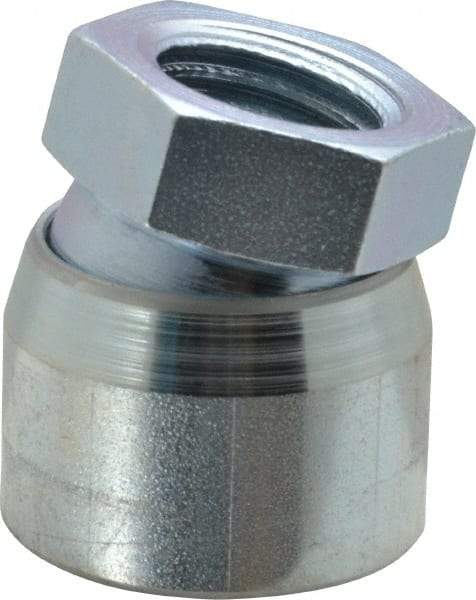 Vlier - 1-8, 1-5/8" Pad Diam, Uncoated Bottom, Steel Toggle Pad - 13/16 Depth, 1-53/64" OAL, 1-3/8" Width Across Flats, Zinc Plated Gold Chromate, 15° Swivel Angle - Americas Industrial Supply