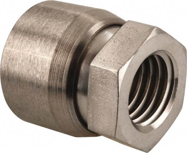 Vlier - 3/4-10, 1-1/4" Pad Diam, Uncoated Bottom, Stainless Steel Toggle Pad - 5/8 Depth, 1-11/32" OAL, 1-1/16" Width Across Flats, 15° Swivel Angle - Americas Industrial Supply