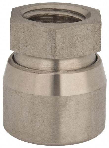 Vlier - 1-8, 1-5/8" Pad Diam, Uncoated Bottom, Stainless Steel Toggle Pad - 13/16 Depth, 1-53/64" OAL, 1-3/8" Width Across Flats, 15° Swivel Angle - Americas Industrial Supply